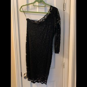 Black lace one shoulder dress